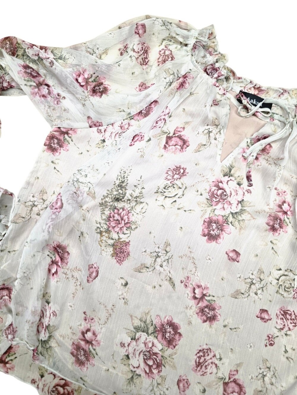 Dusty Pink Roses On Cream Top Is Sheer Has Lining Medium